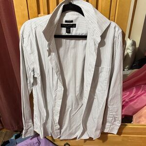 Pronto Uomo White Shirt with Gray Pinstripes